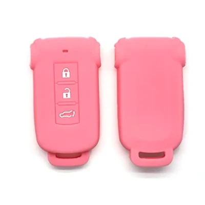 Image of Nordecco Silicone Key Protective Case Fits For Mitsubishi Outlander PHEV Pajero Delica D5 2014 2017 2018 3 Button KeyLess (Pink)
