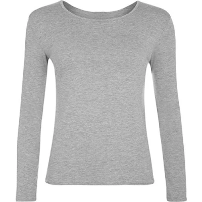Image of Hiffy Kids Unisex Plain Basic Top Long Sleeve Girls Boys Uniform T Shirt Tops (Grey, 11 12 Years)