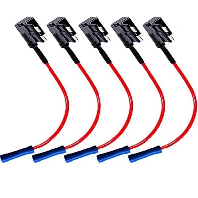 Image of QitinDasen 5Pcs Premium 12V / 24V ACU Medium Piggyback Fuse Holder, Car Add A Circuit Tap, with Wire Harness, 15Pcs Standard Blade Fuses, 1Pcs Puller and Ties