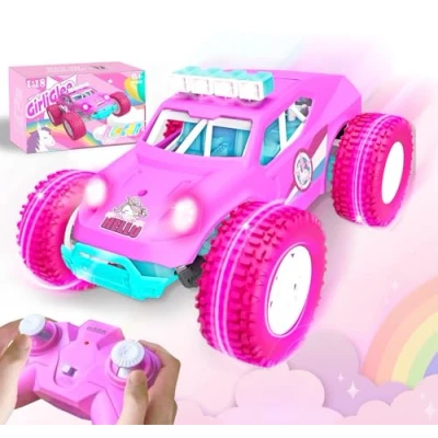 Image of GirliGlee Remote Control Cars,1/18 Unicorn Pink LED RC Car with 2 Batteries,Girls Toys Age 5 6 7 8 9,Gifts for 10 Year Old Girls,Unicorn Gifts Girls,Girls Birthday Presents,Monster Truck 20KM/h