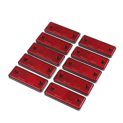 Image of ETUKER 10 Pack Rear Reflector, Rectangular Reflectors Screw on Safety Reflective, Post Reflectors, for Gate Posts Caravan/Truck/Trailer/Boat/Motorcycle Fence Posts(Red)