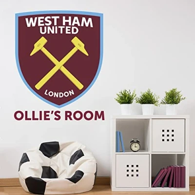 Image of West Ham United Football Club Official Personalised Name &amp; Crest Wall Sticker (120cm)