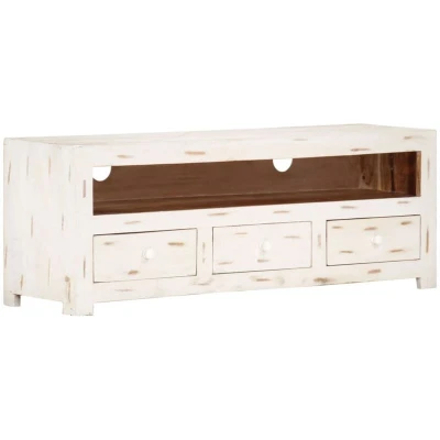Image of vidaXL TV Cabinet Solid Wood Acacia 110x30x40 cm White