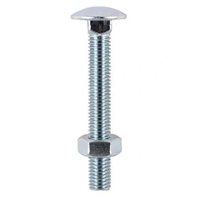 Image of TIMCO BZP Carriage Bolt and Hex Nut M6 x 130 Zinc Pack of 4