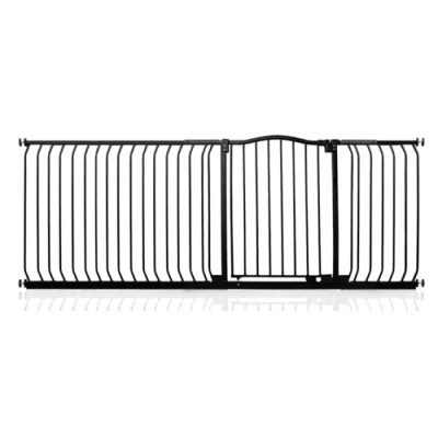 Image of Safetots Curved Top Safety Gate, 207cm 216cm, Matt Black, Pressure Fit Stair Baby Gate for Doors Hallways and Spaces, Barrier, Easy Installation