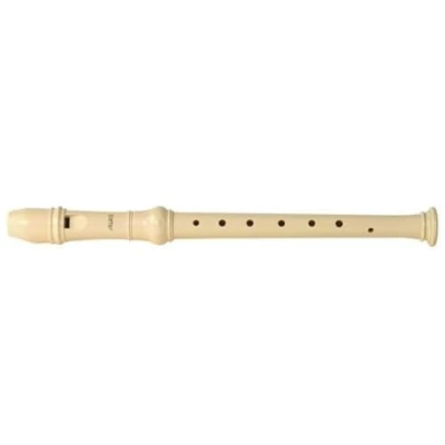 Image of Aulos C Soprano Recorder Elite 203A, flute (baroque fingering, complete with bag, wiper and fingering chart, synthetic resin), ivory coloured