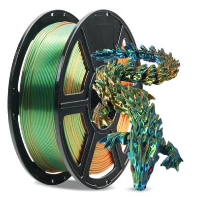 Image of FLASHFORGE Silk Tri Color PLA Filament 1.75mm, Coextrusion Orange Green Blue Triple Rainbow 3D Printer Filament, Enchanting Finish with 360 Multicolor Shifting Effect