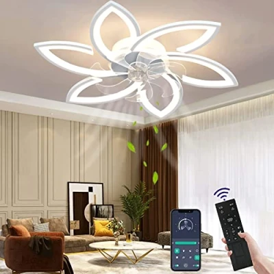 Image of Wildcat Ceiling Fans with Lights, Quiet Modern Led Remote Control Timer Flower Shape Design Fan Light for Bedroom Kitchen (79CM)