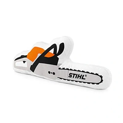 Image of Stihl cushion in chainsaw shape made of soft plush material Length approx. 50 cm