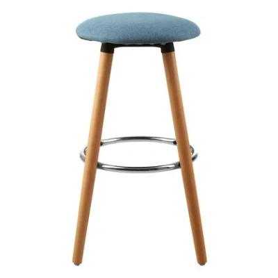Image of Premier Housewares Bar Stool, Counter Height Stools For Kitchen, Wood &amp; fabric, w39 x d39 h71cm Blue