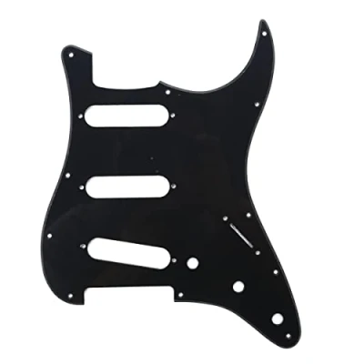 Image of Musiclily 11 Hole SSS Strat Pickguard Scratch Plate for Fender USA/Mexican Standard Stratocaster Modern Style Electric Guitar, 1Ply Black
