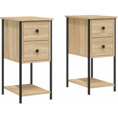 Image of vidaXL Bedside Cabinets 2 pcs Sonoma Oak 32x42x70 cm Engineered Wood
