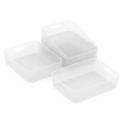 Image of Cetomo 8L* 4 (35cm*27cm*9cm) Storage Basket Containers Household Organizers with Handles for Kitchen, Office,Countertops, Cabinets, Bedrooms, and Bathrooms, Klar