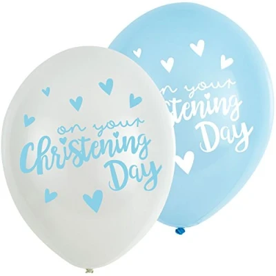 Image of Amscan 9916403 Ball:6Pk 11&#039; Christening Blue