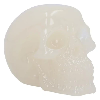 Image of Nemesis Now Phosphorescent Skull 8cm, Medium, Resin, White, Glow in the Dark Ornament, Luminous Green Glowing Skull, Macabre Home Décor, Cast Finest Resin