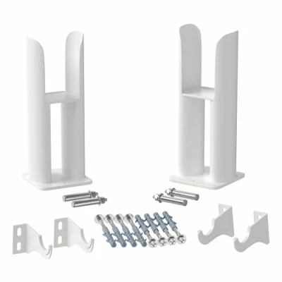 Image of DuraTherm® Floor Mounting Radiator Leg Kit Feet Freestanding Supports for Double Oval Tube Radiators, White Finish