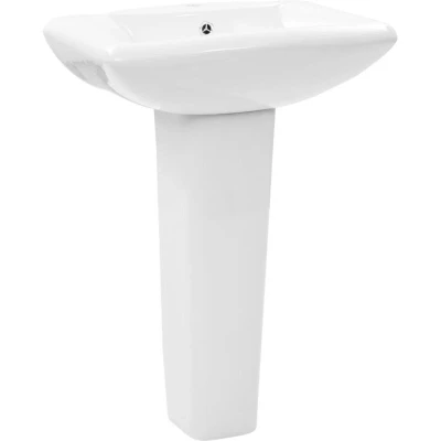 Image of vidaXL Freestanding Basin with Pedestal Ceramic White 580x470x200 mm