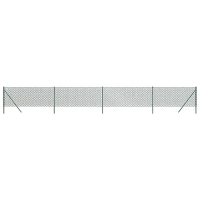 Image of vidaXL Galvanized Steel Chain Link Fence with PVC Coating Green, Resistant to UV Rays, Rust and Wear, Versatile Barrier/Animal Enclosure 1.1x10m