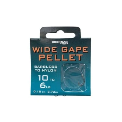 Image of Drennan Wide Gape Pellet Hooks To Nylon 14 4lb Qty 8 Barbless