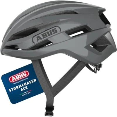 Image of ABUS StormChaser ACE Racing Bicycle Helmet Lightweight Road Bike for Racing, Gravelbike Touring and Cyclocross Women Men Size M, Grey