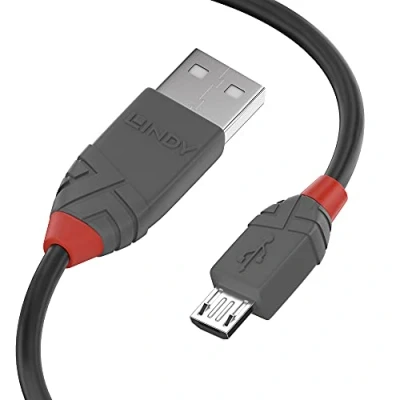 Image of LINDY 36734 3 m Anthra Line USB 2.0 Type A to Micro B Cable Black