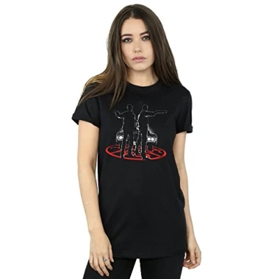 Image of Supernatural Women&#039;s Sam and Dean Silhouette Boyfriend Fit T Shirt Large Black