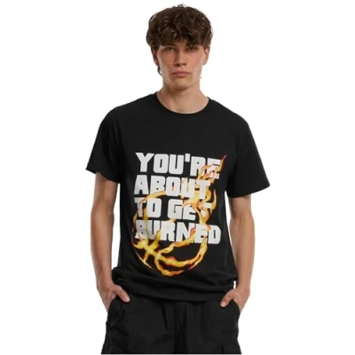 Image of Mister Tee YOU RE About TO GET Burned Print Tshirt, Men&#039;s, Size: Large, Black