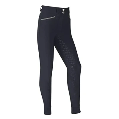 Image of LeMieux St Tropez Jodhpurs for Girls &amp; Young Riders Equestrian Riding Tights Full Seat Youth Horseback Gear (Indigo / 9 10 Years)
