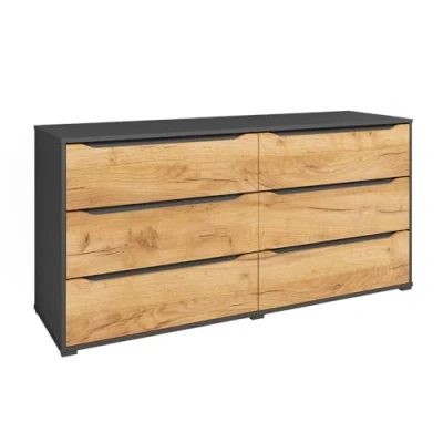 Image of Vicco Sideboard Ruben, Gold power oak/anthracite, 48 x 77.6 cm with drawers
