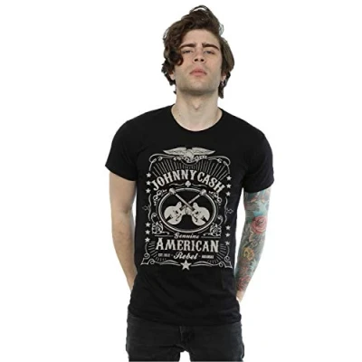 Image of Absolute Cult Johnny Cash Men&#039;s American Rebel T Shirt X Large Black