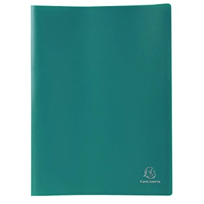 Image of Exacompta Ref 8523E Soft PP Display Book Suitable for A4 Documents, Made from Polypropylene, Lightweight, 20 Pockets, 40 Viewing Pages Green Cover