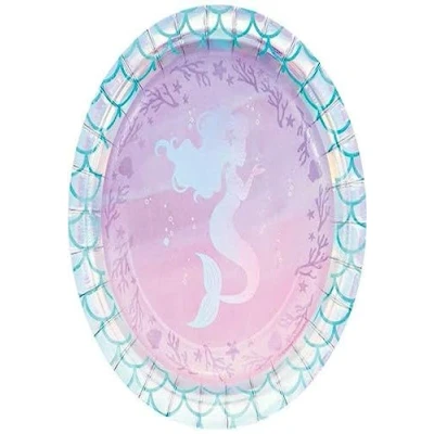 Image of Creative Party PC336703 Luncheon, Iridescent Mermaid Theme Paper Lunch Plates 8 Pcs
