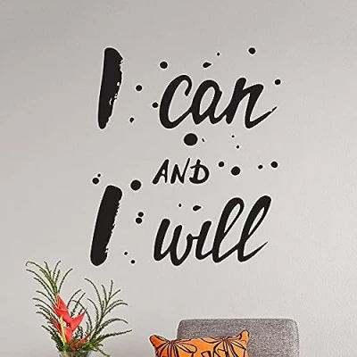 Image of Wall Quote Motivational Home Decor Vinyl Gym Sticker Decal Mural Art Inspire &quot;I can and I will&quot;