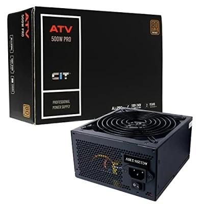 Image of CiT ATV Pro 500W Power Supply, Non Modular, APFC, 80 Plus Bronze, 85% Efficiency, 14cm Cooling Fan, A Supply For Both First Time and Experienced Builders Black