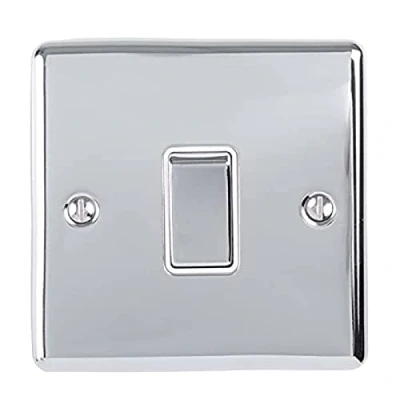 Image of Enhance Decorative 1 Gang Switch Polished Chrome Finish With White Trim