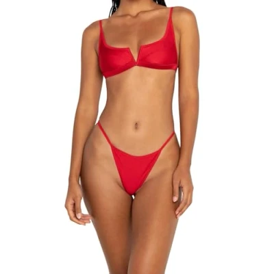 Image of FAE Women&#039;s Gypsy TOP Hibiscus, Medium Bikini, Red, M