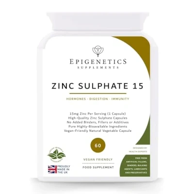 Image of Zinc Sulphate 15 15mg Highly Absorbable Mineral Supplement 60 Vegan Friendly Capsules UK Made 1 Capsule Daily (2 Month Supply)