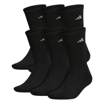 Image of adidas Men&#039;s Athletic Cushioned Crew Socks with Arch Compression for a Secure Fit (6 Pair), Black/Aluminum 2, Large