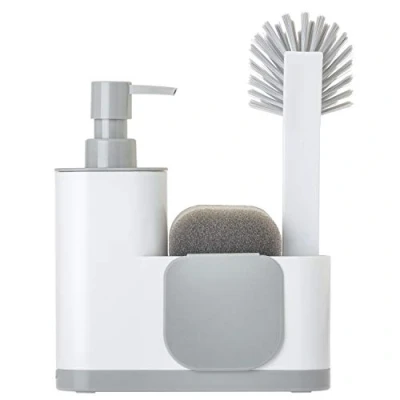 Image of VIGAR Monobloc 4 Piece Sink Set, White, 350 Milliliters, Plastic, Grey