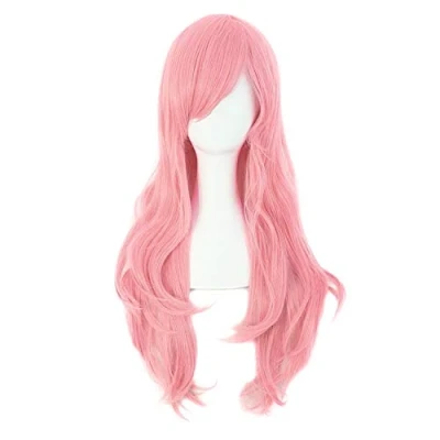 Image of MapofBeauty 28&quot; 70cm Long Curly Hair Ends Costume Cosplay Wig (Pink)