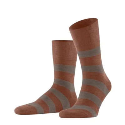 Image of FALKE Unisex Run U SO Cotton Patterned 1 Pair Socks, Brown (Clay 5029) stripes, 8 9
