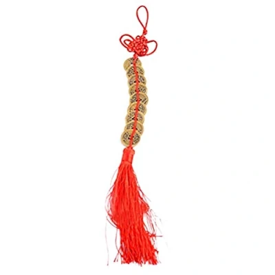 Image of Feng Shui Nine Brass I Ching Coins Charm with Chinese Knot Y1225 W Free Mxsabrina Red String Bracelet