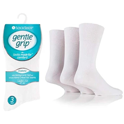 Image of undercover lingerie Womens Sock Shop Gentle Grip Diabetic Cotton Rich Socks 4 8 White x 6