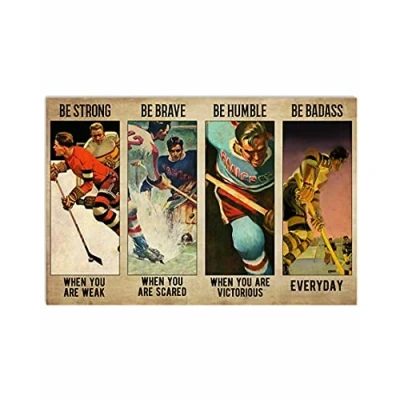 Image of Inga Ice Hockey Be Badass Poster Metal Tin Sign 8x12 inches