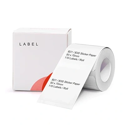 Image of NIIMBOT B21/B3S Lable Maker Tape 1.97&quot; x 2.76&quot; (50x70mm) Waterproof Sticker Paper Shipping Address Labeling Replacement with Self Adhesive,1 Roll of 110pcs (White)