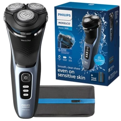Image of Philips Norelco Shaver 3600, Rechargeable Wet &amp; Dry Electric with Pop Up Trimmer and Storage Pouch, S3243/91