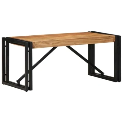 Image of vidaXL Coffee Table Wood/Iron Frame Indoor/Outdoor Rectangular 80x40x35 cm Modern Acacia/Sturdy Industrial 75kg Capacity