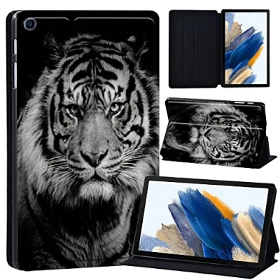 Image of Printed Case for Samsung Galaxy Tab A8 10.5 Inch 2022 (SM X200/X205/X207), Slim Lightweight Protective Hard Cover Trifold Stand with Auto Sleep/Wake (Tiger)