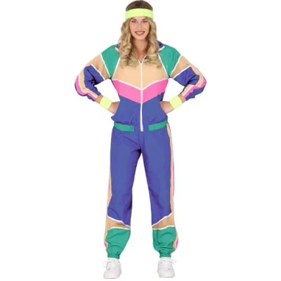 Image of FIESTAS GUIRCA 80s Gymnast Tracksuit Fancy Dress Costume Adult Women Size 14 16
