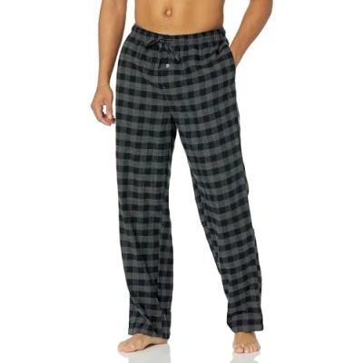 Image of Amazon Essentials Men&#039;s Flannel Pyjama Trousers (Available in Big &amp; Tall), Black Grey Buffalo Plaid, M